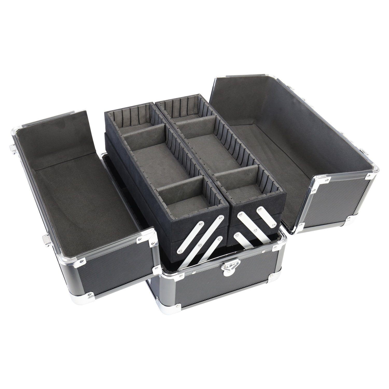HMF Kosmetikkoffer multifunktionaler Utensilien Koffer, robuster Schminkkoffer mit verstellbaren Trennwände, 33 x 22,5 x 24 cm