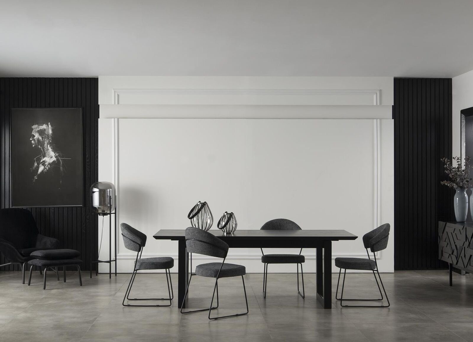 JVmoebel Esszimmer-Set Esszimmer Tisch mit 4 Lehnstühlen Essgarnitur Essgruppe Möbel 5tlg., (5-St., 1x Esstisch + 4x Stühle), Made in Europa