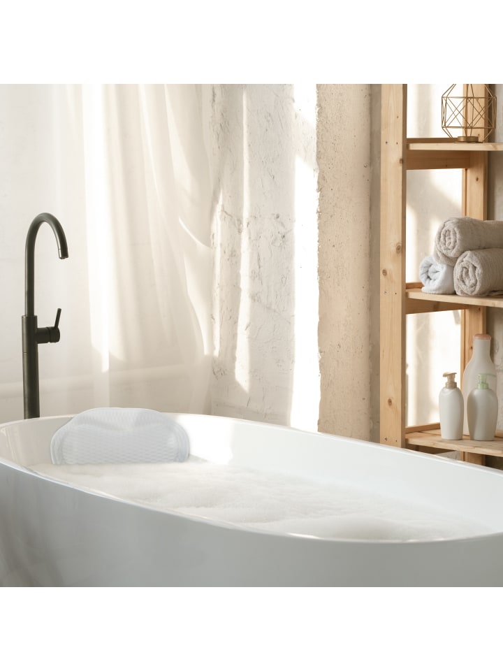 relaxdays Badewannenkissen in Weiß - (B)43 x (H)7 x (T)49 cm günstig kaufen onesize