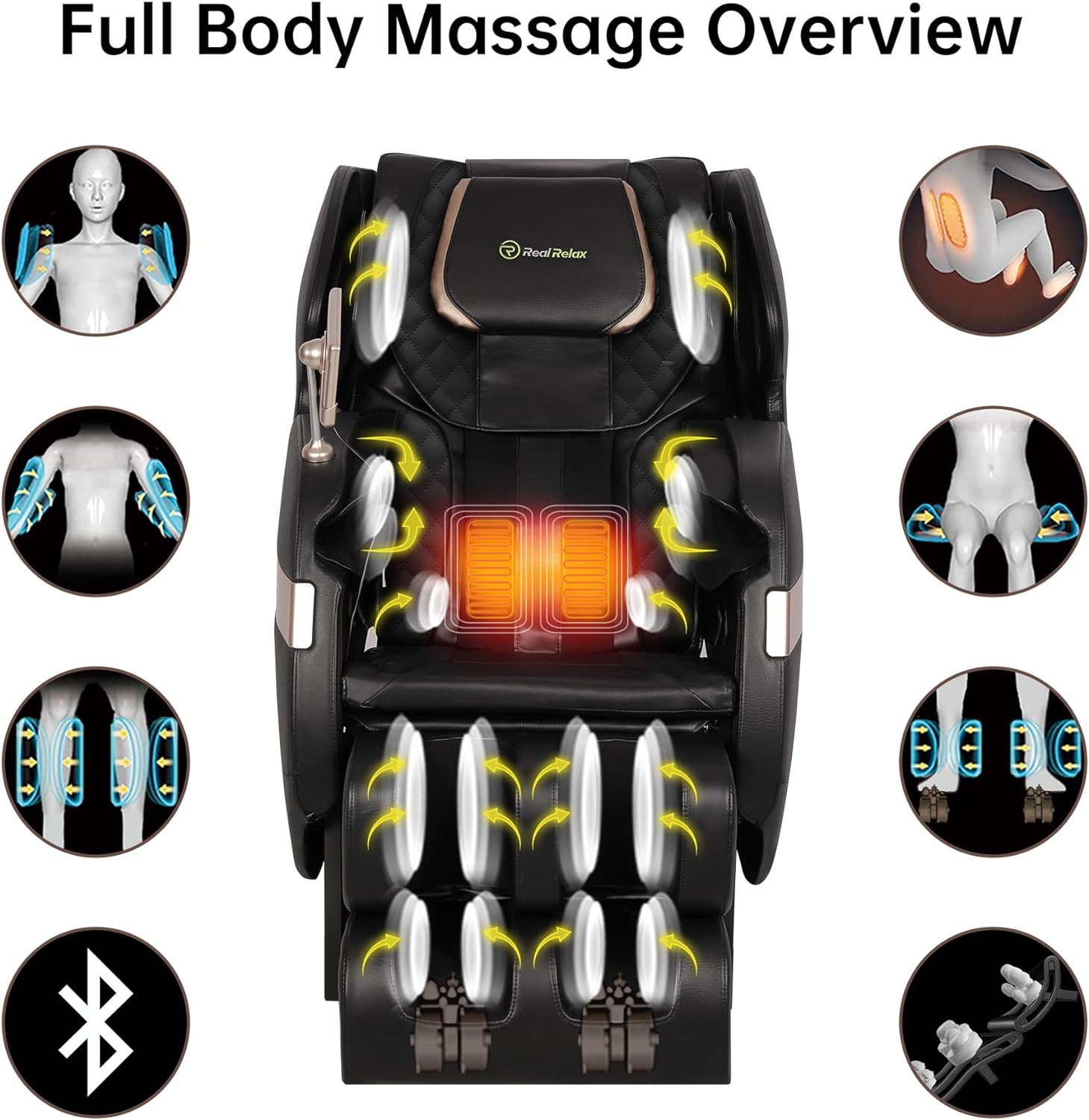 Real Relax 2024 Massage Chair of Dual-core S Track, Full Body Massage Recliner of Zero Gravity with APP Control, Black and Gray