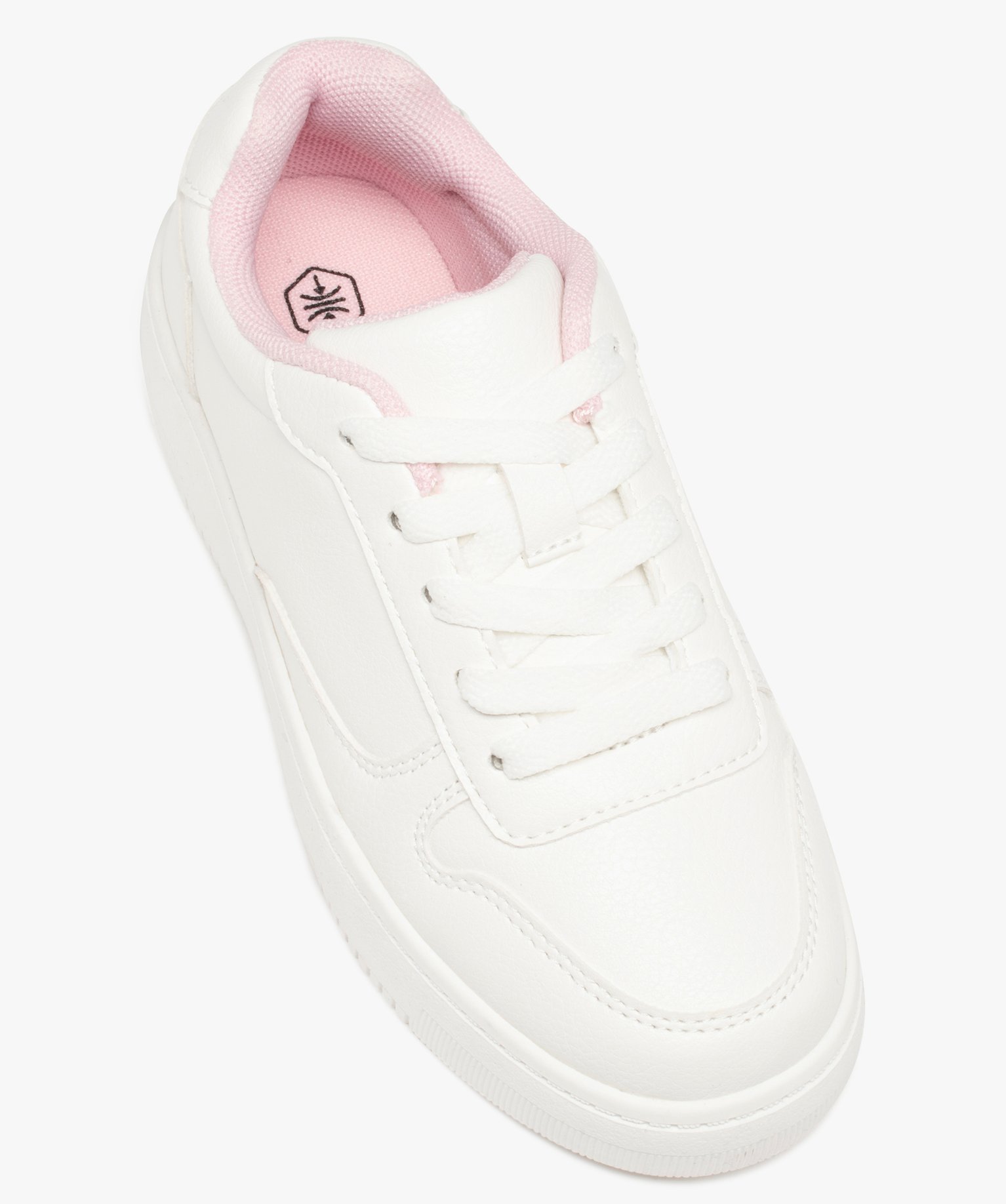 Baskets fille unies à lacets avec semelle épaisse blanc | GEMO
