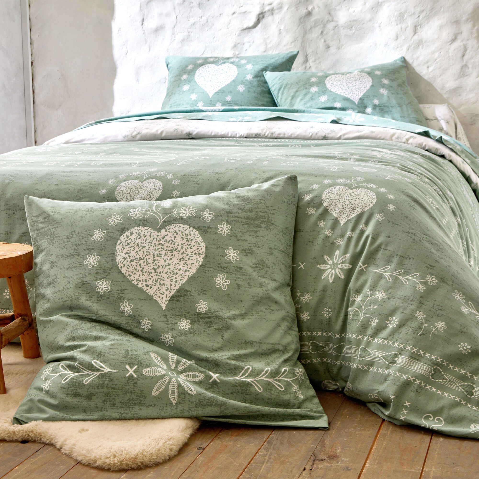 Linge de lit Anceny imprimé coeur