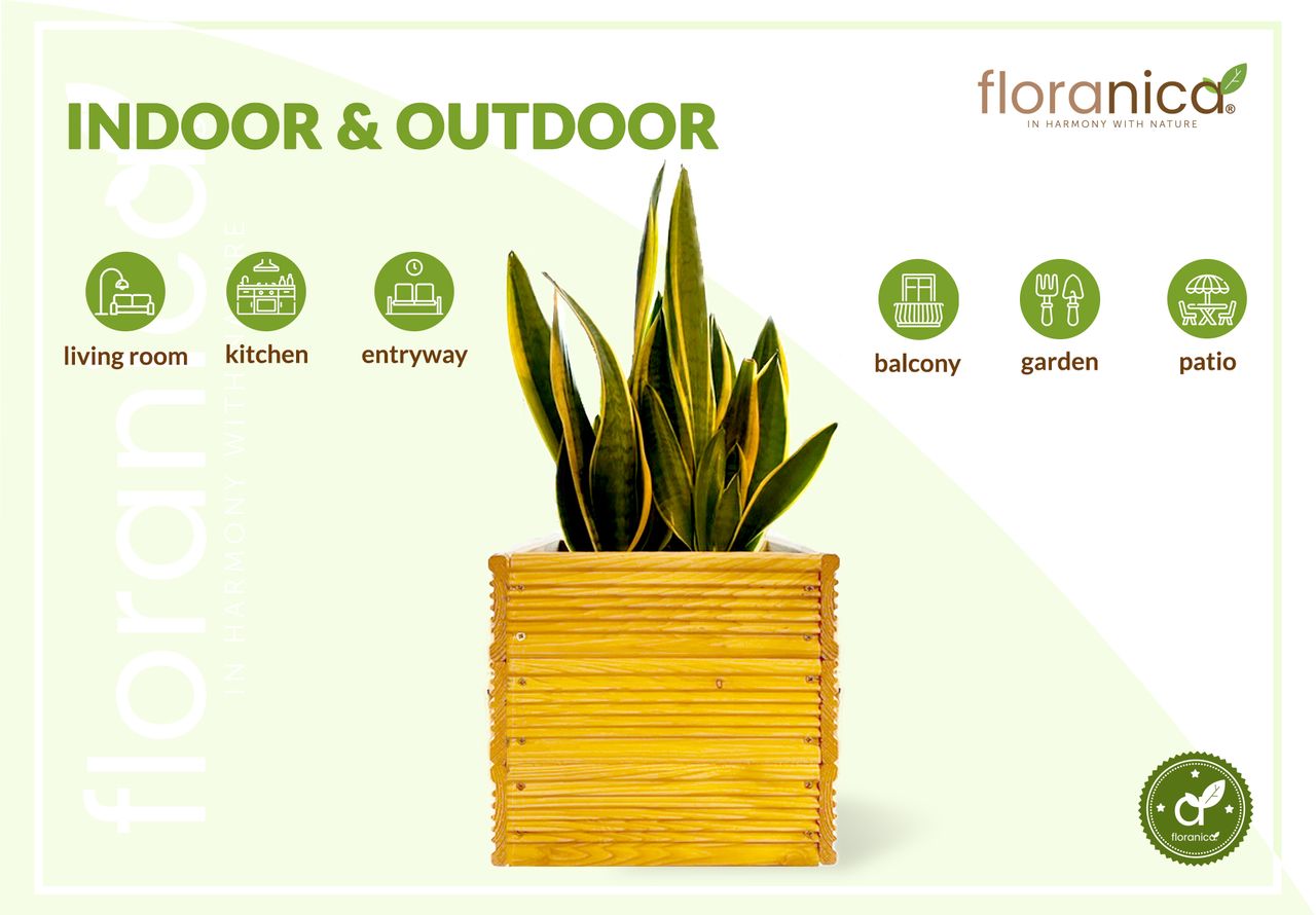 Pemicont Floranica Blumentopf aus Holz Kasten 30cm x 30cm x 285cm Einheimisch Imprägniertes Lärchenholz Schutzhülle für Kräuter Blumen Haus- und Gartendekoration Innen- und Außenbereich EU-Produkt