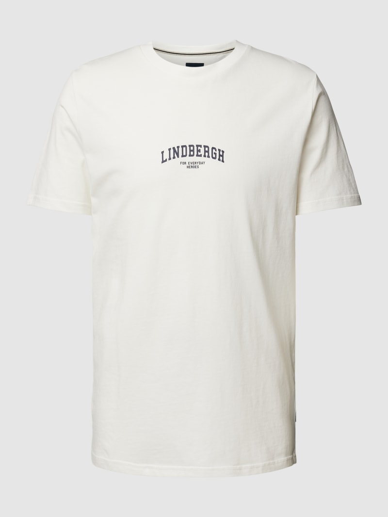 T-Shirt mit Label-Print und Rundhalsausschnitt in offwhite