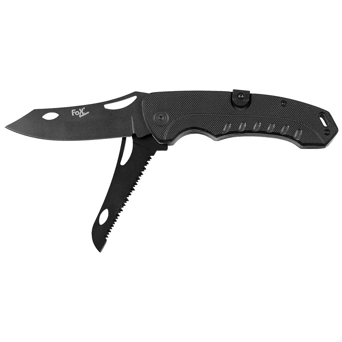 Klappmesser mit Säge und G10-Griff schwarz