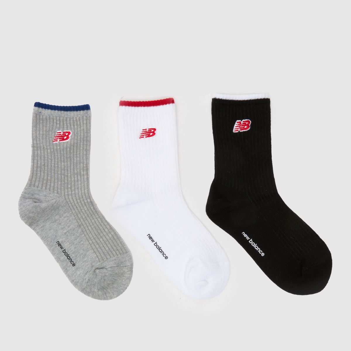 New Balance flerfärgade barnstrumpor med logotyp, 3-pack