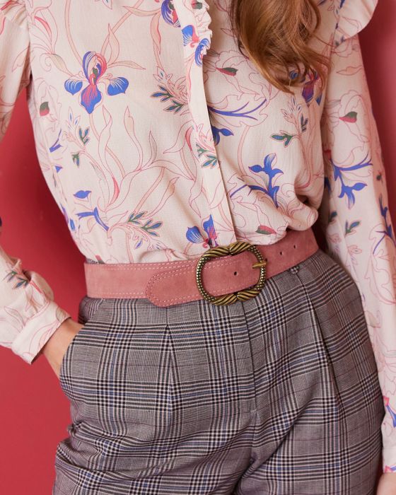 Ceinture boucle fantaisie croûte de cuir