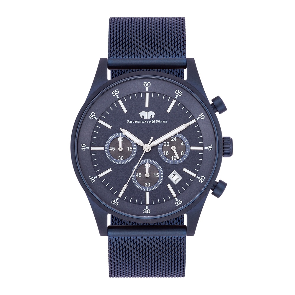 Rhodenwald & Söhne Chronographe Goodwill en Bleu Acier inoxydable en Bleu Montre