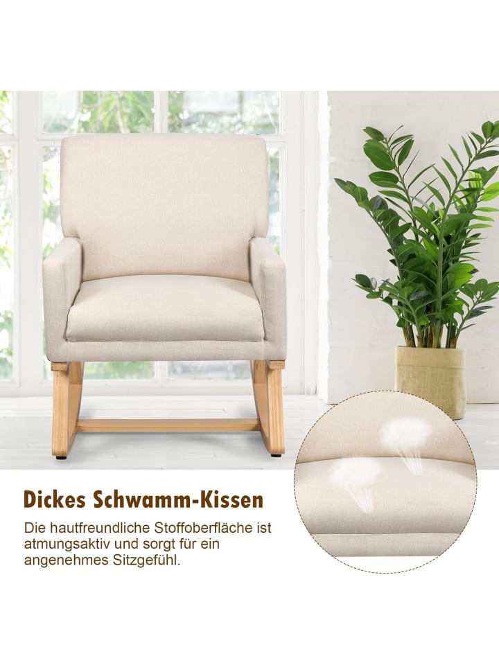 COSTWAY Schaukelstuhl in Beige günstig kaufen 85 cm