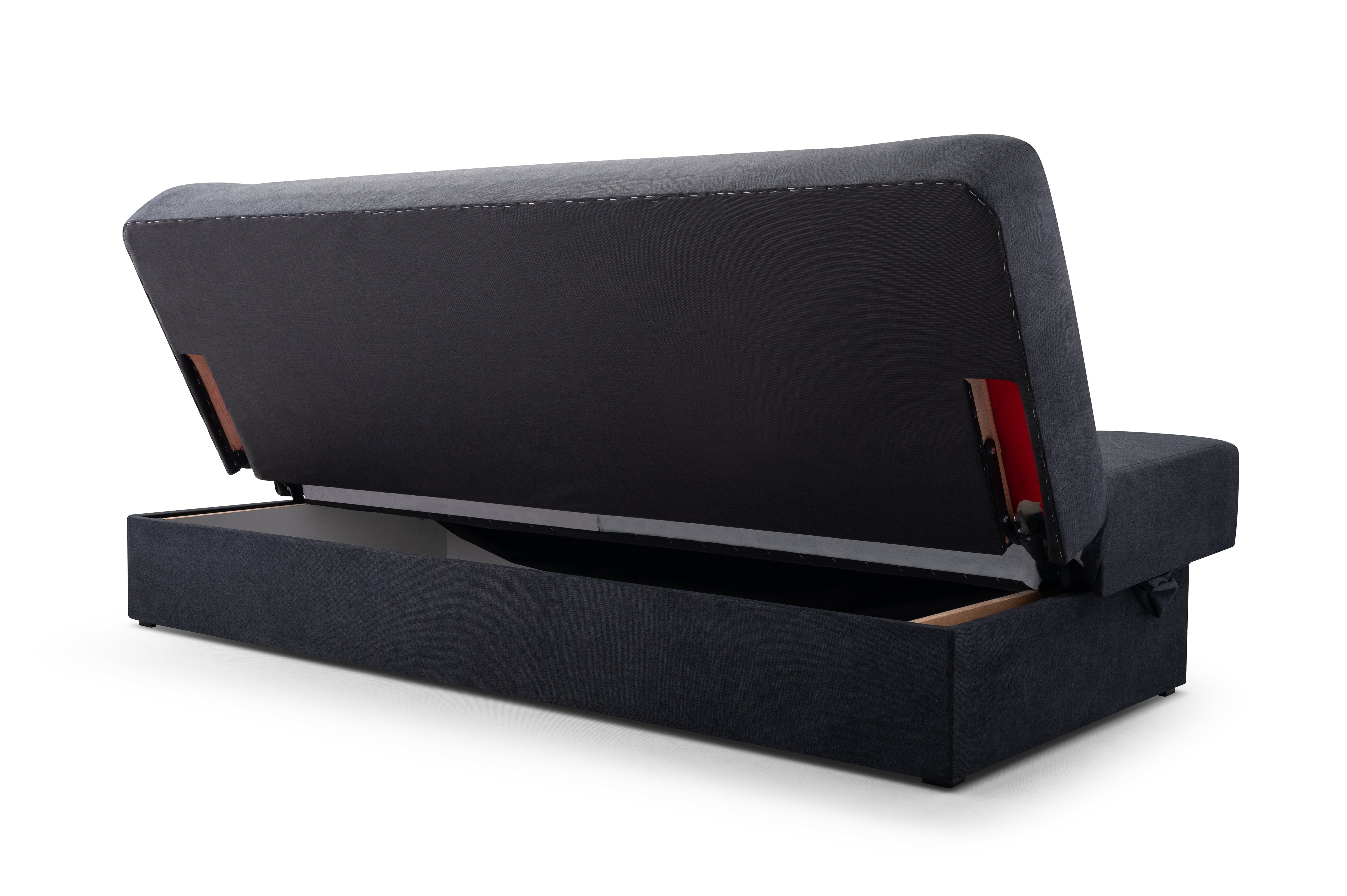 MOEBLO Schlafsofa Cyprus, Sofa Kippsofa Klappsofa Clic-Clack Couch für Wohnzimmer Federkern Sofagarnitur Polstersofa - 120x190x90cm -, mit Bettkasten und Schlaffunktion