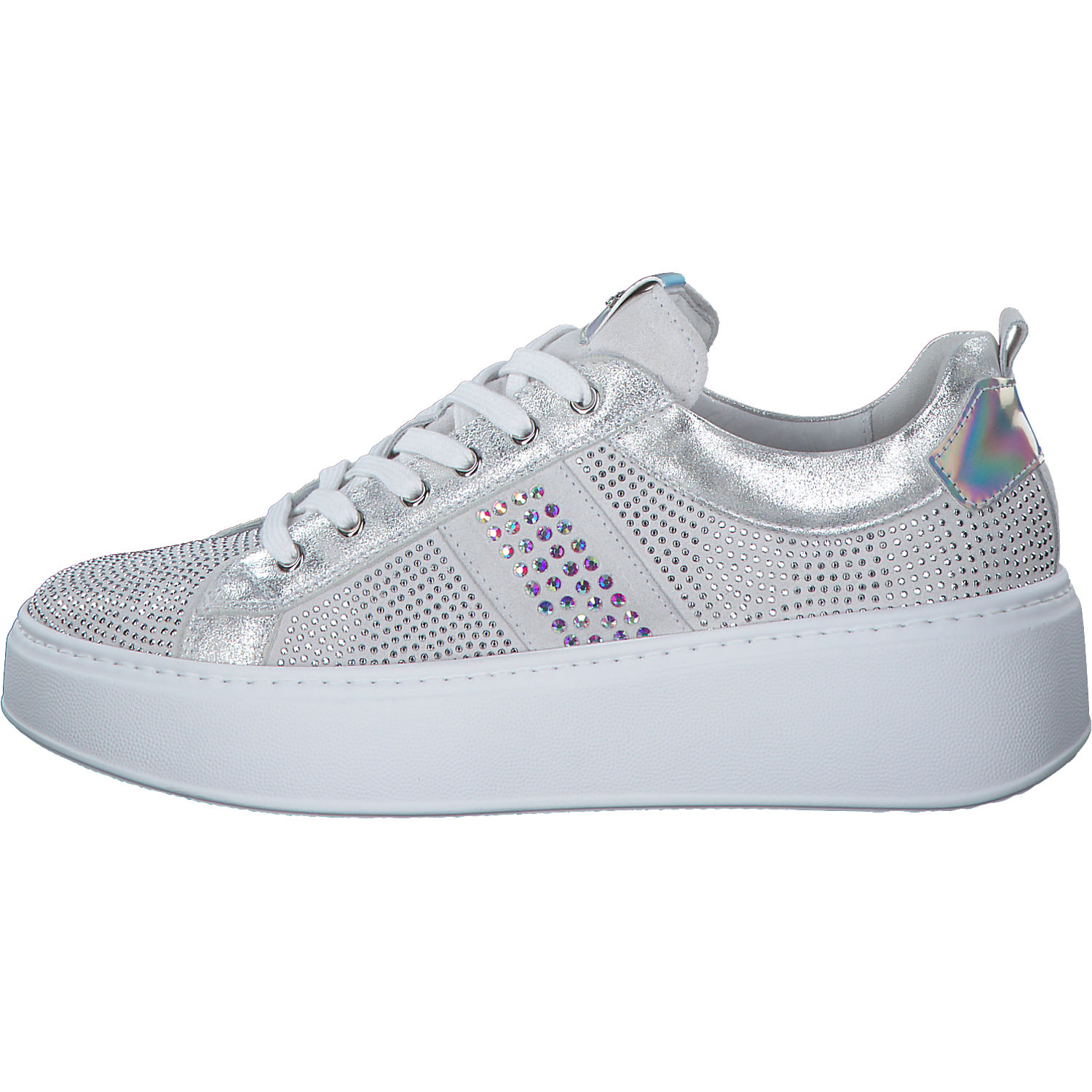 NeroGiardini E409988D, Schnürschuhe, Damen, weiß silber