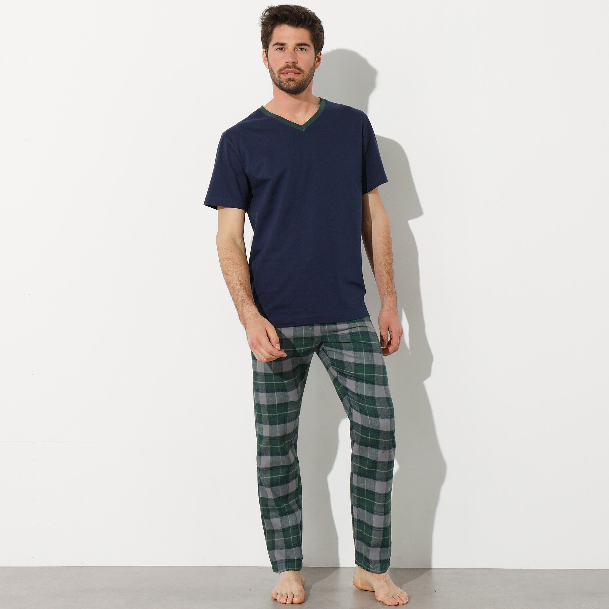 T-shirt pyjama jersey col V manches courtes