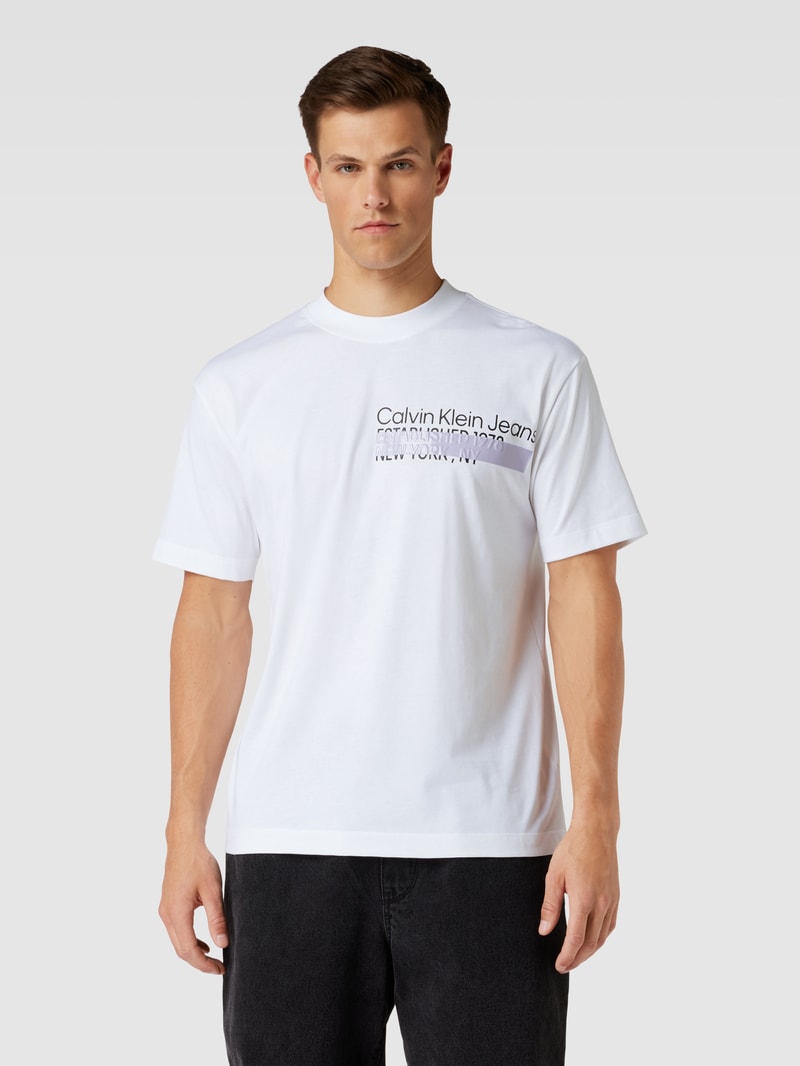 T-Shirt aus Baumwolle mit Label-Print in weiss