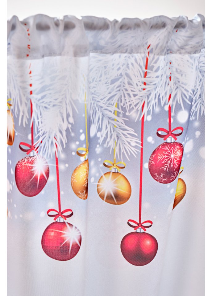 Scheibengardine mit weihnachtlichem Druck