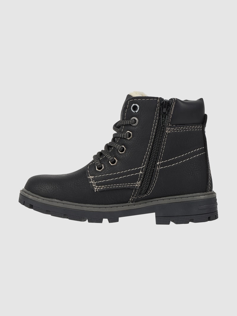 Boots in Leder-Optik mit Teddyfutter in schwarz