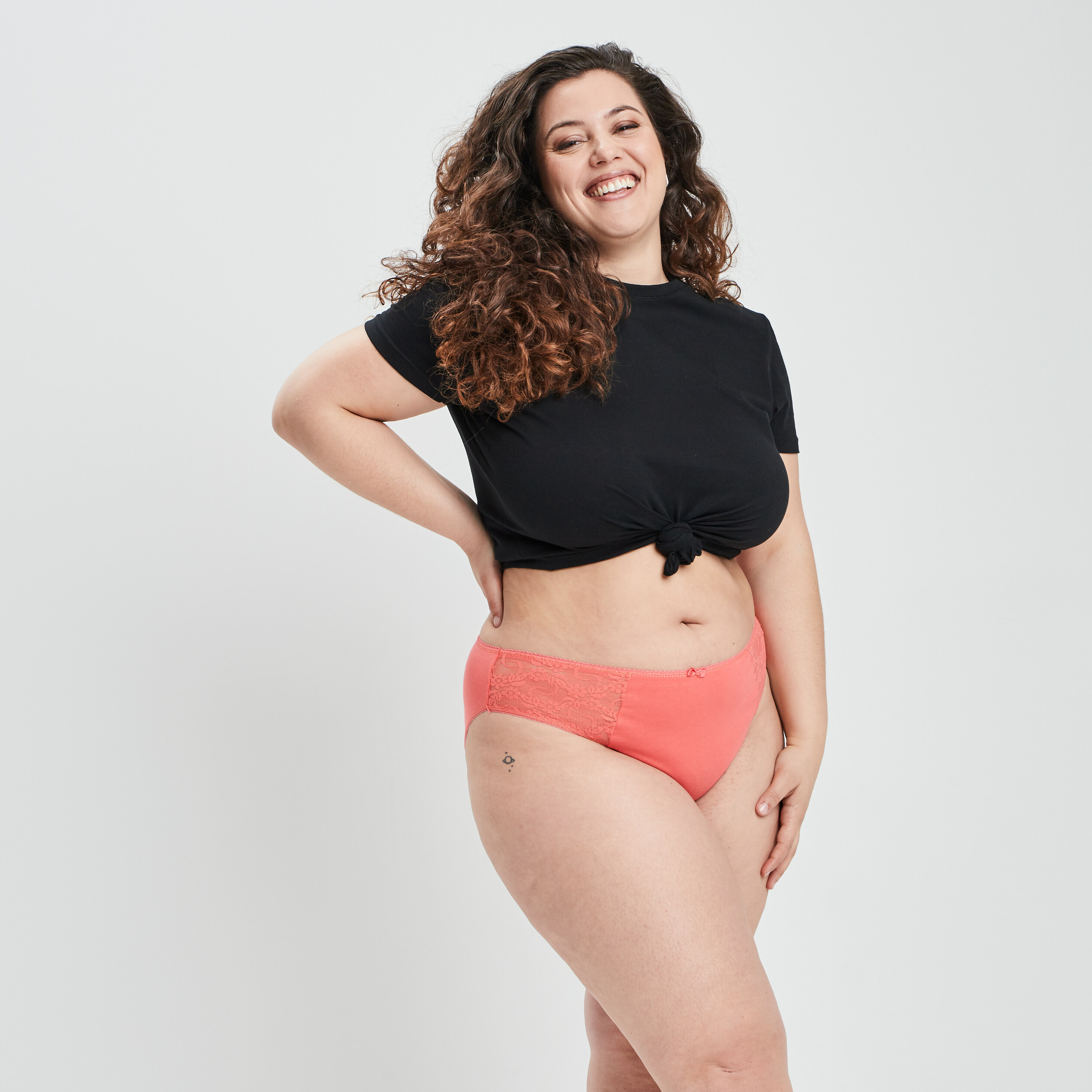 Culotte empiècements dentelle rose fluo femme grande taille | La Halle