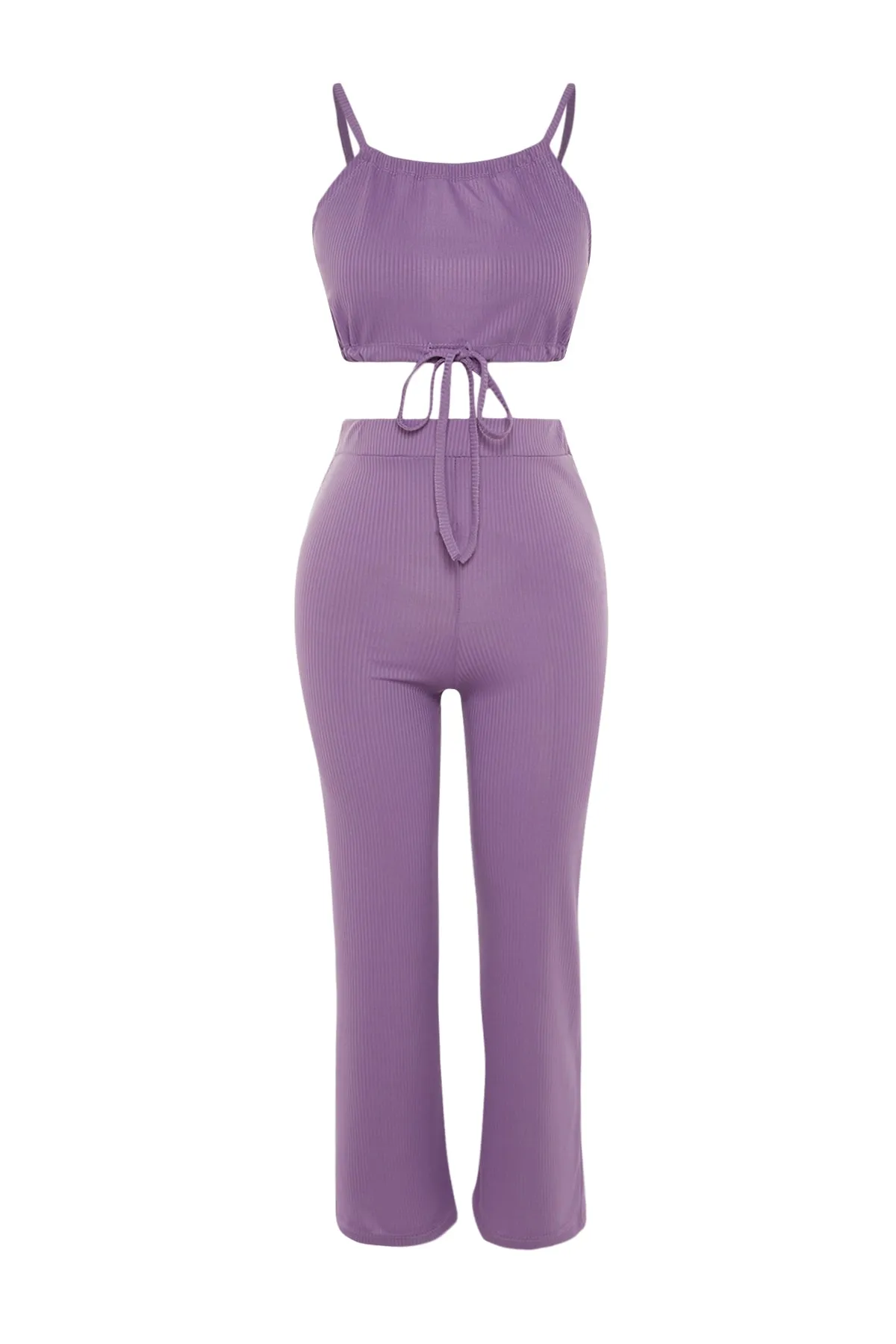 Trendyol Collection  Lila kurzes Set aus Oberteil und Unterteil aus Strick TWOSS21AU0204