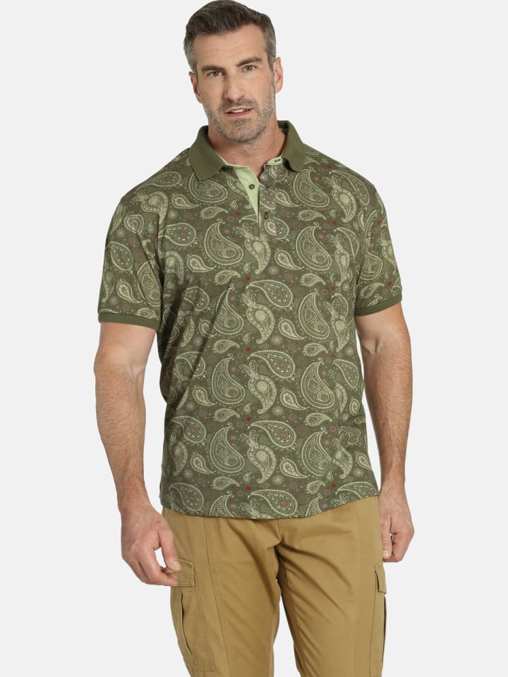 Charles Colby Poloshirt EARL SUITBERT in khaki gemustert günstig kaufen