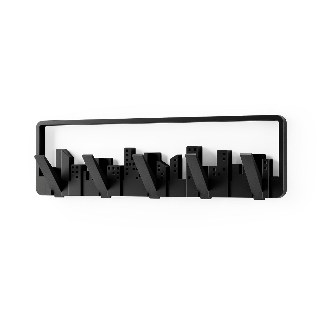 trends4cents Umbra Skyline Schwarz Garderobenhaken mit 5 beweglichen Haken Garderobenleiste aus Kunststoff