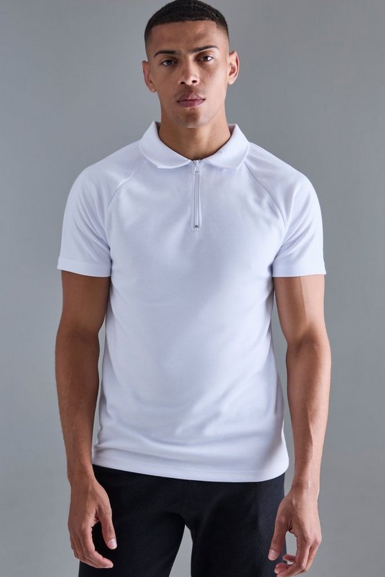Slim-Fit Raglan Poloshirt mit Reißverschluss