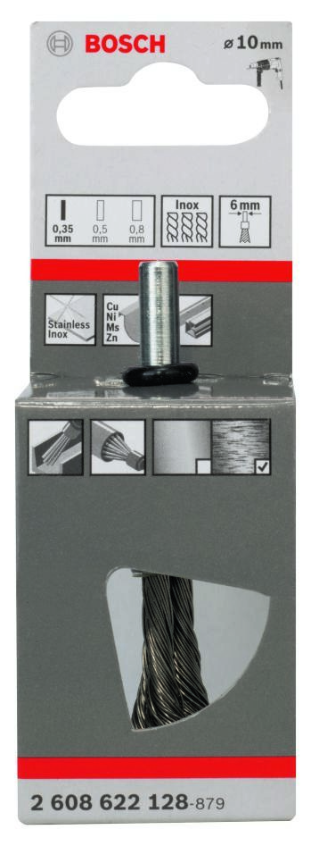 Príslušenstvo Bosch Blue 2608622128 Kefková hlavica 10 mm opletená 6 mm stopka Nerezová oceľ