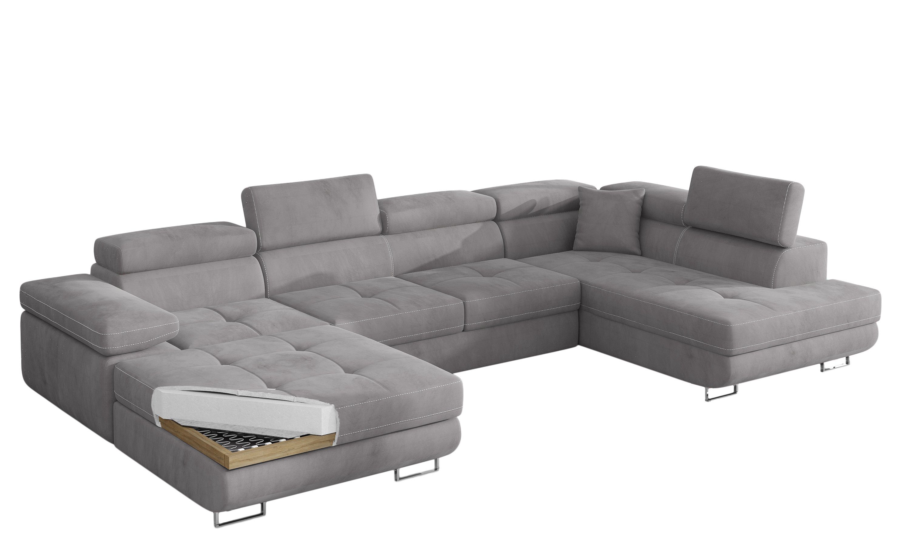 Best for Home Ecksofa Rodrigo, mit Bettfunktion, Bettkasten und verstellbaren Kopfstützen