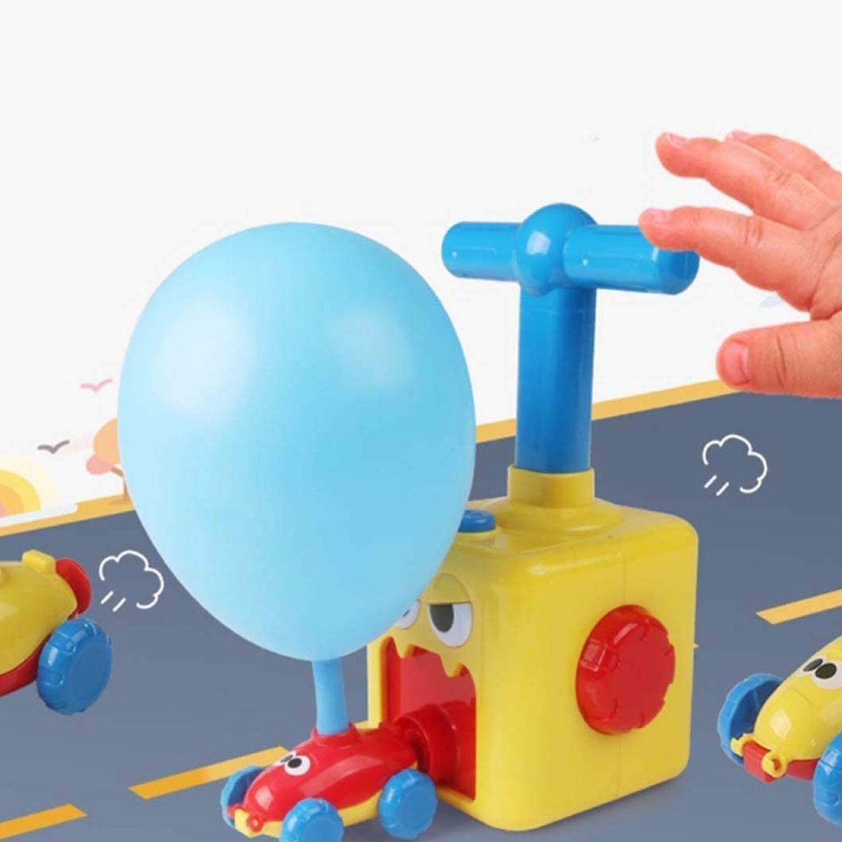 Starlyf Spielzeug-Auto Balloon Racer, (Spar-Set, 22-tlg), mit Luftballon angetriebenes Auto und Rakete + 12 Ballons