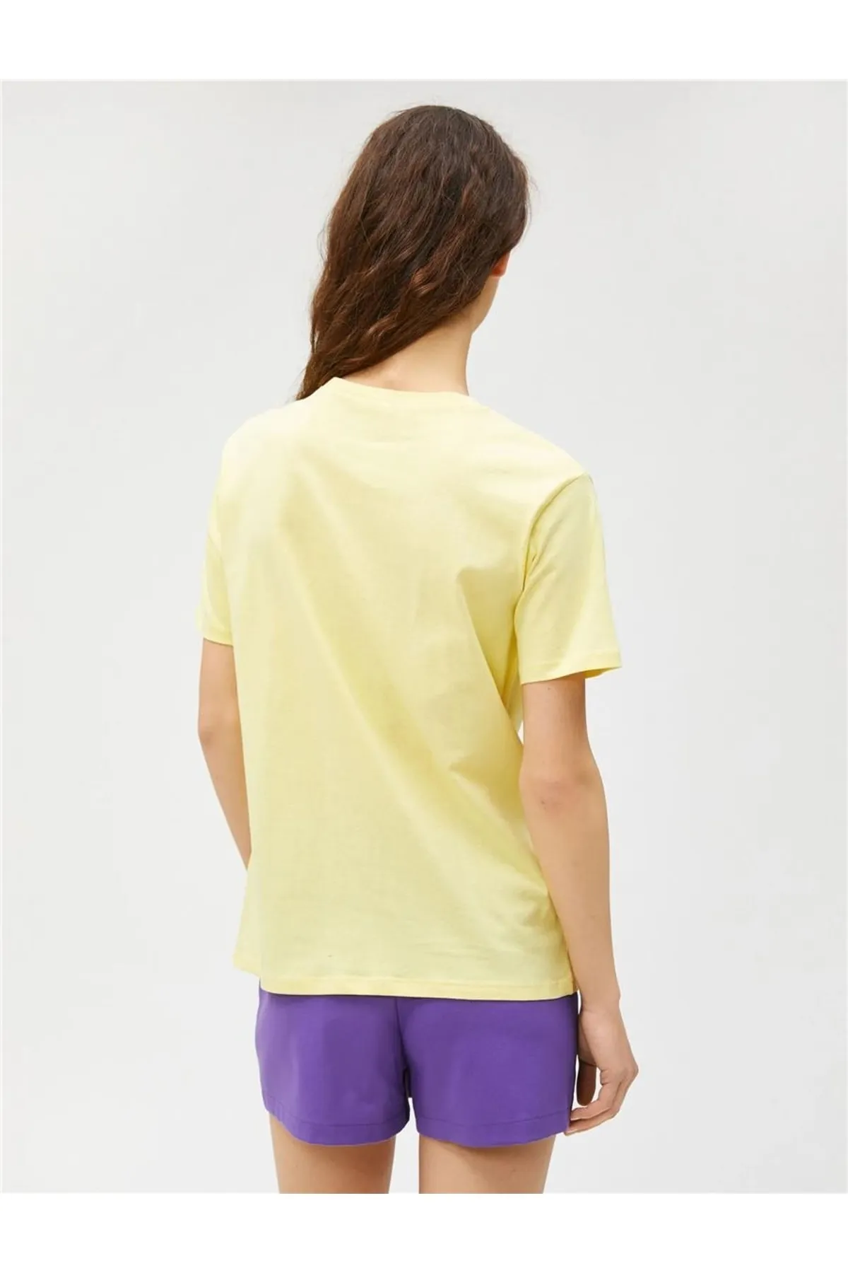 Koton  3sal10207ık 160 Gelbes Kurzarm-T-Shirt aus Baumwolljersey für junge Mädchen