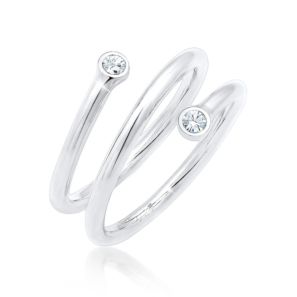 Elli Elli Bague Femme Géo avec Cristaux en Argent Sterling 925 Bague