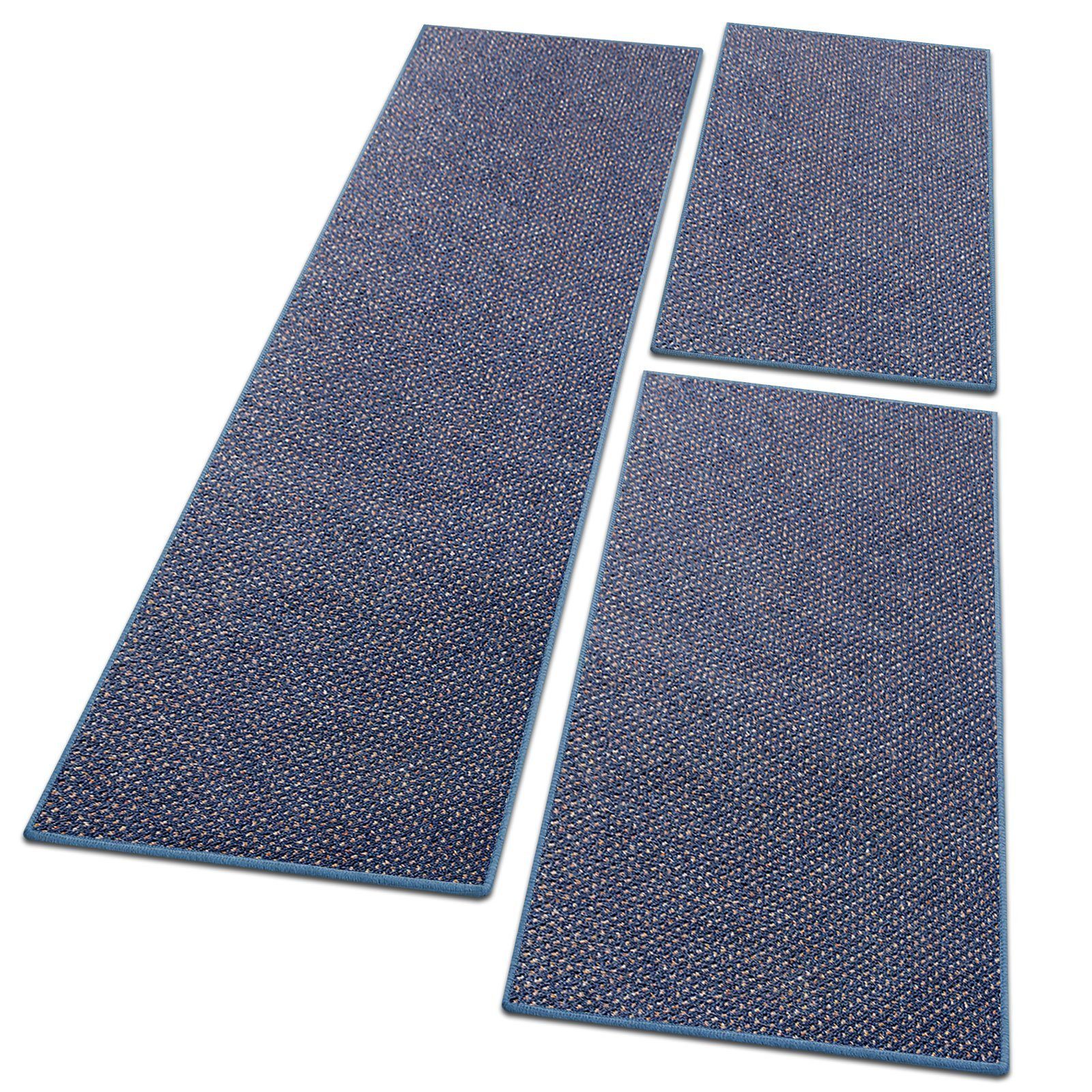 Bettumrandung Ponto Blau, 3 Größen, Bettvorleger Floordirekt, Höhe 6.5 mm, (3-tlg)