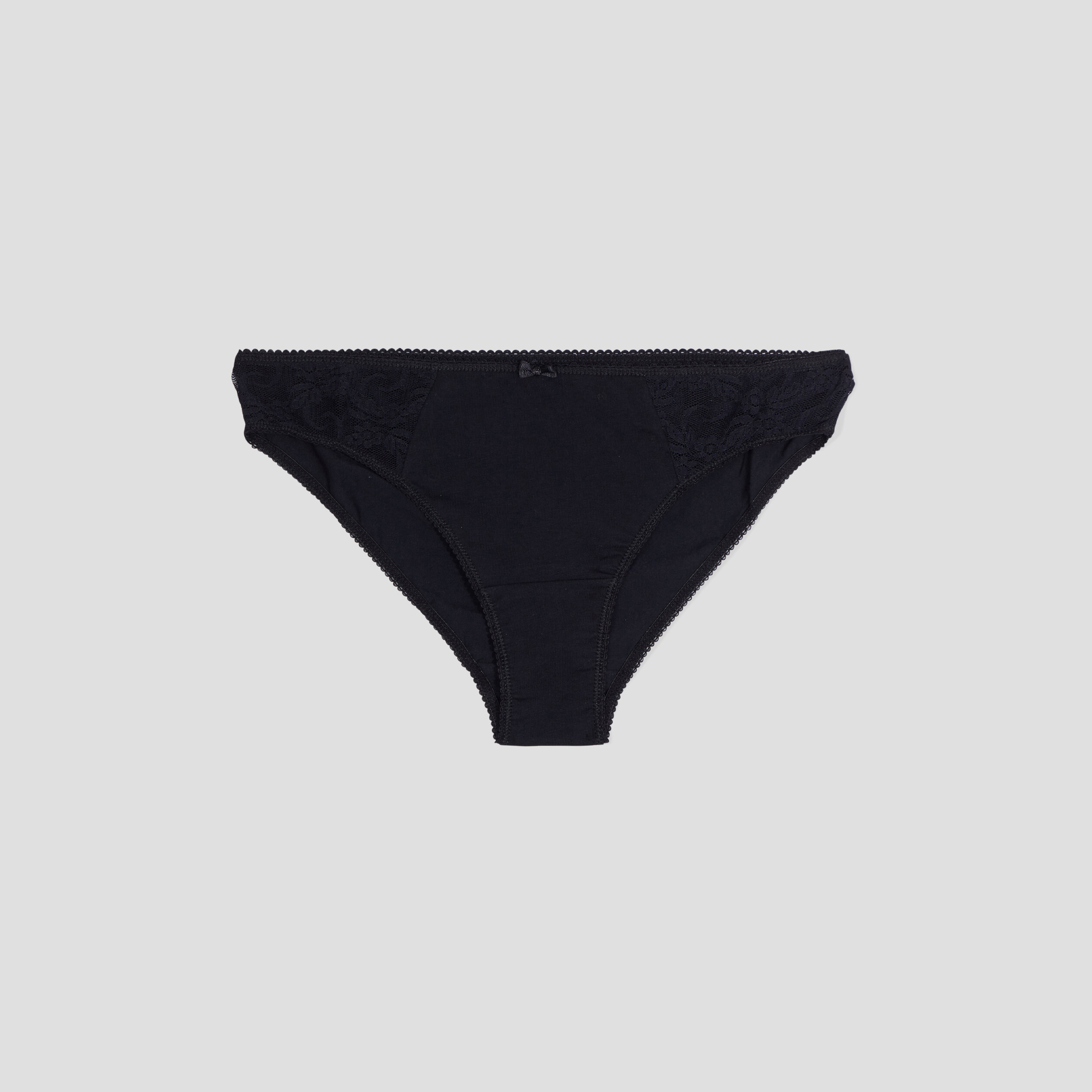 Culotte en coton avec dentelle noir femme | La Halle