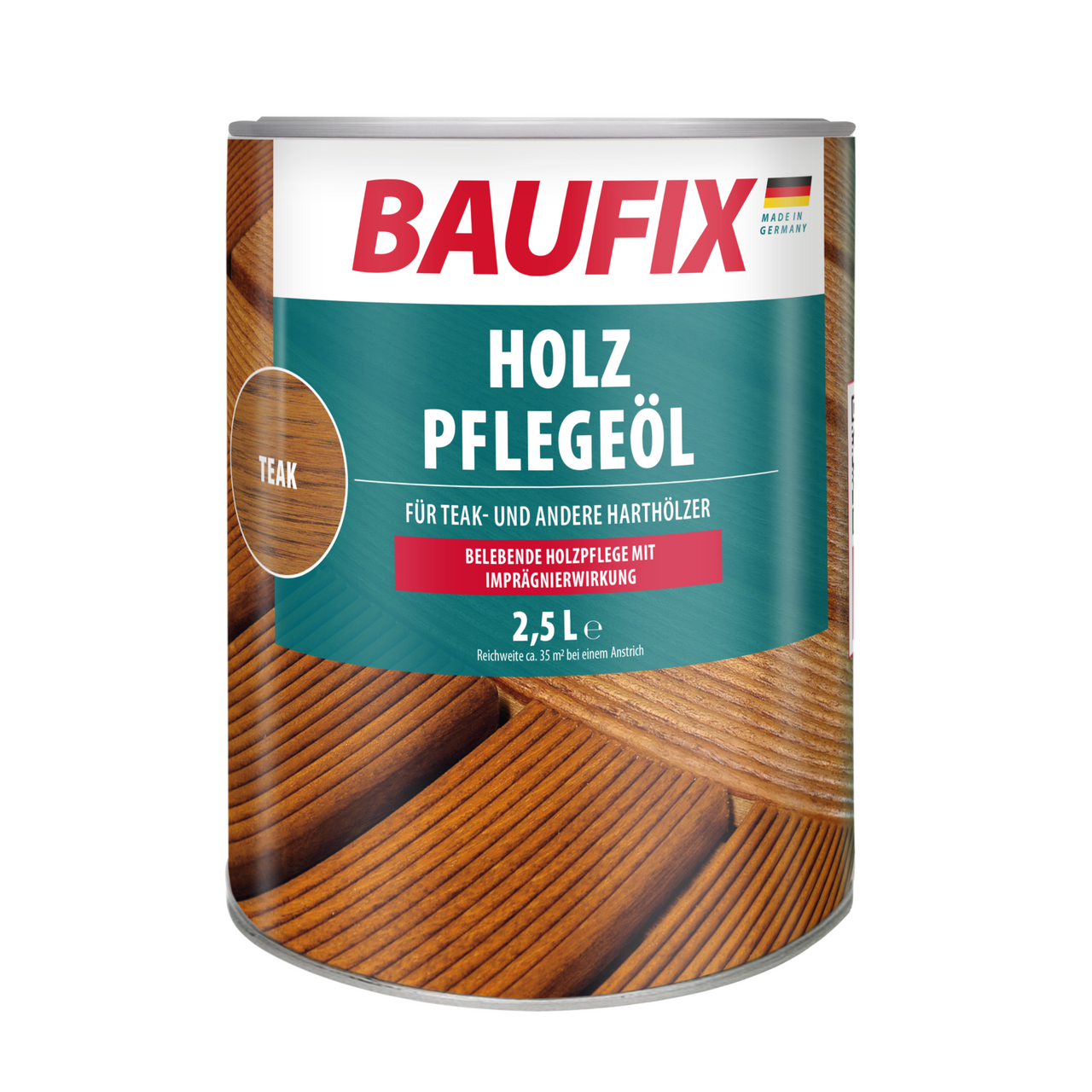 Baufix Holz-Pflegeöl teak seidenmatt, 2.5 Liter, Holzpflege