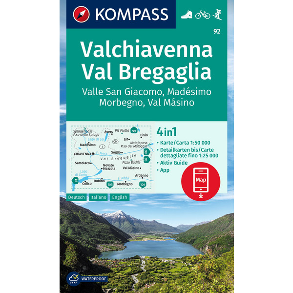 KOMPASS WANDERKARTE 92 CHIAVENNA/VAL BREGAGLIA