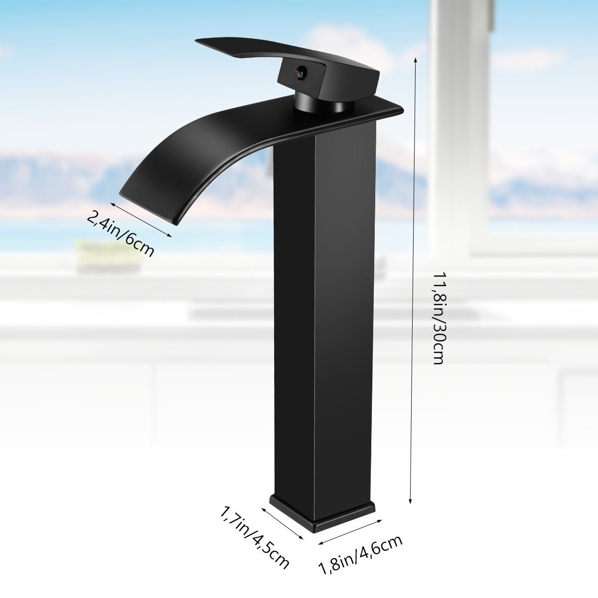 LETGOSPT Waschtischarmatur Waschtischarmatur, Wasserhahn Bad mit Auslauf Höhe 20cm, mit Zugstange Badarmatur wassersparend, Matt-Schwarz Edelstahl 304