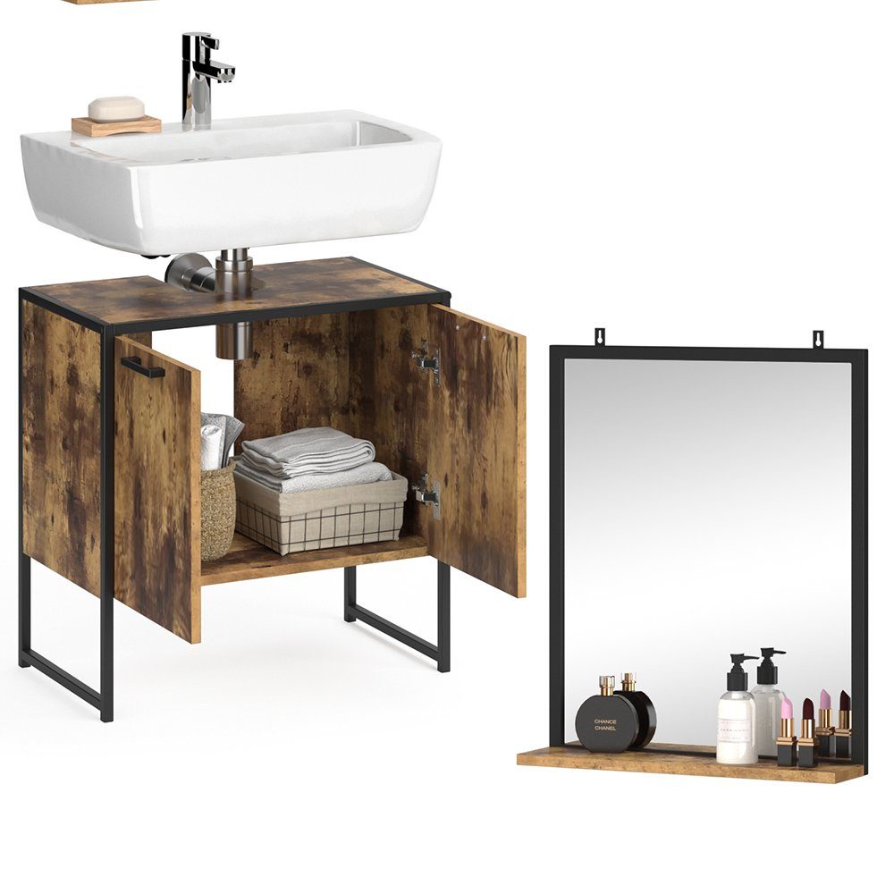 Vicco Badmöbel-Set Loft-Badezimmerset FYRK Vintage Set 5, (2-er Set, 2-St., 2-er Set)