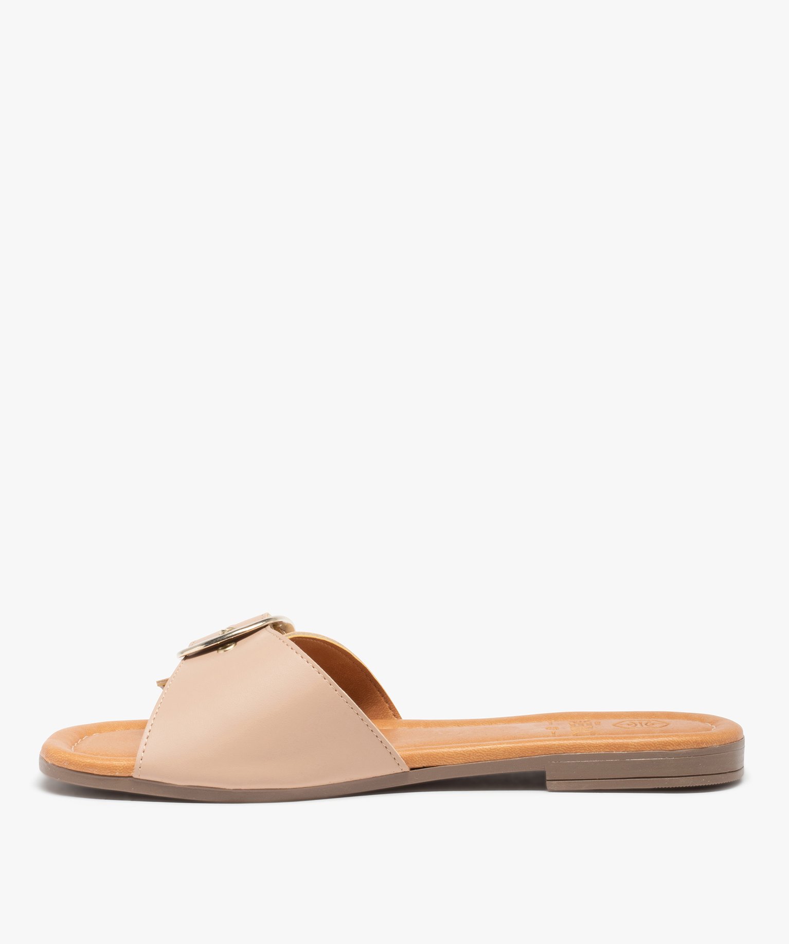 Mules femme à talon plat et bride à boucle ajustable beige | GEMO