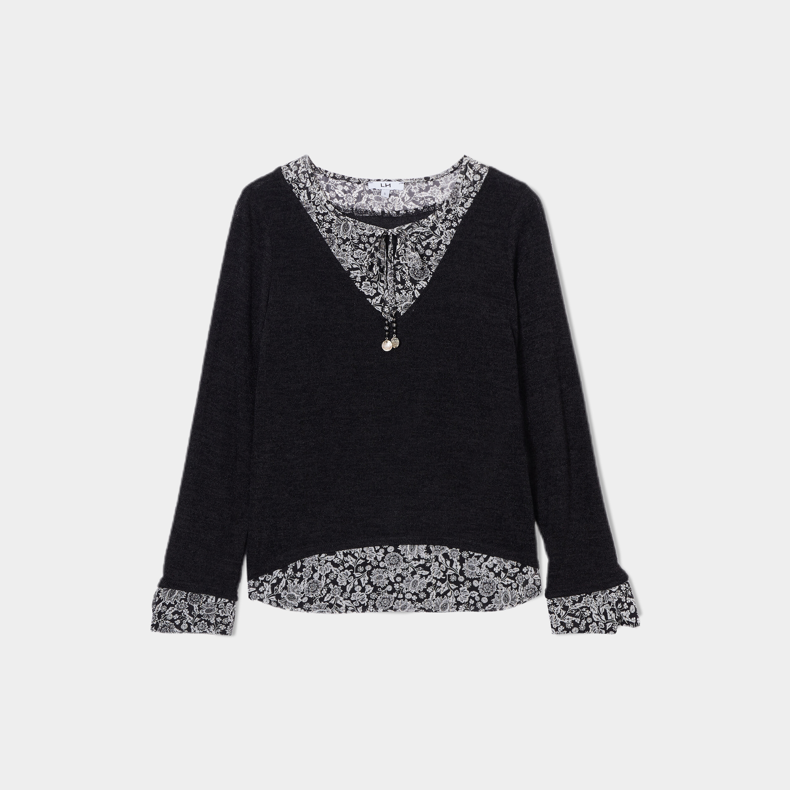Pull effet 2-en-1 noir femme | La Halle