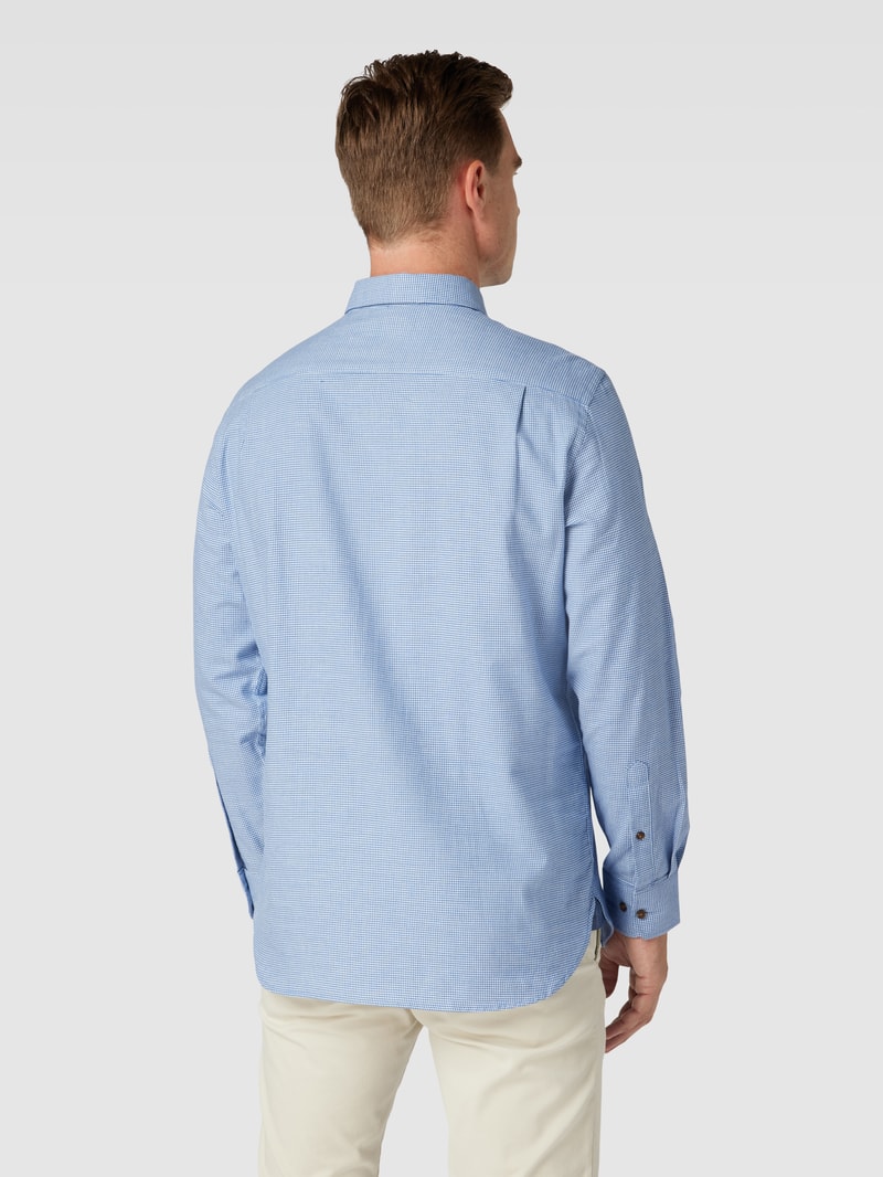 Flanellhemd mit Button-Down-Kragen in metallic blau