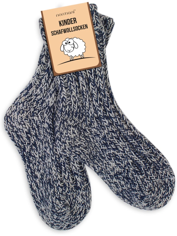 normani 3 Paar Kinder Norwegersocken mit Schafwolle in Marine/Hellgrau/Dunkelgrau günstig kaufen