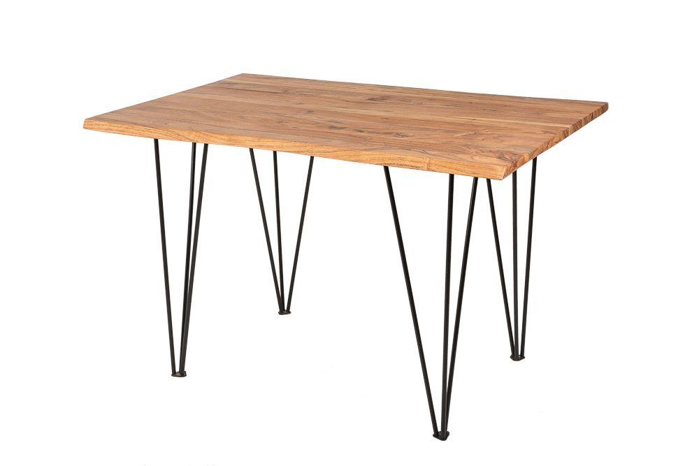 riess-ambiente Küchentisch MAMMUT 120cm natur / schwarz (Einzelartikel, 1-St), Massivholz · Baumkante · Schreibtisch · Hairpin Legs · Metall · Retro