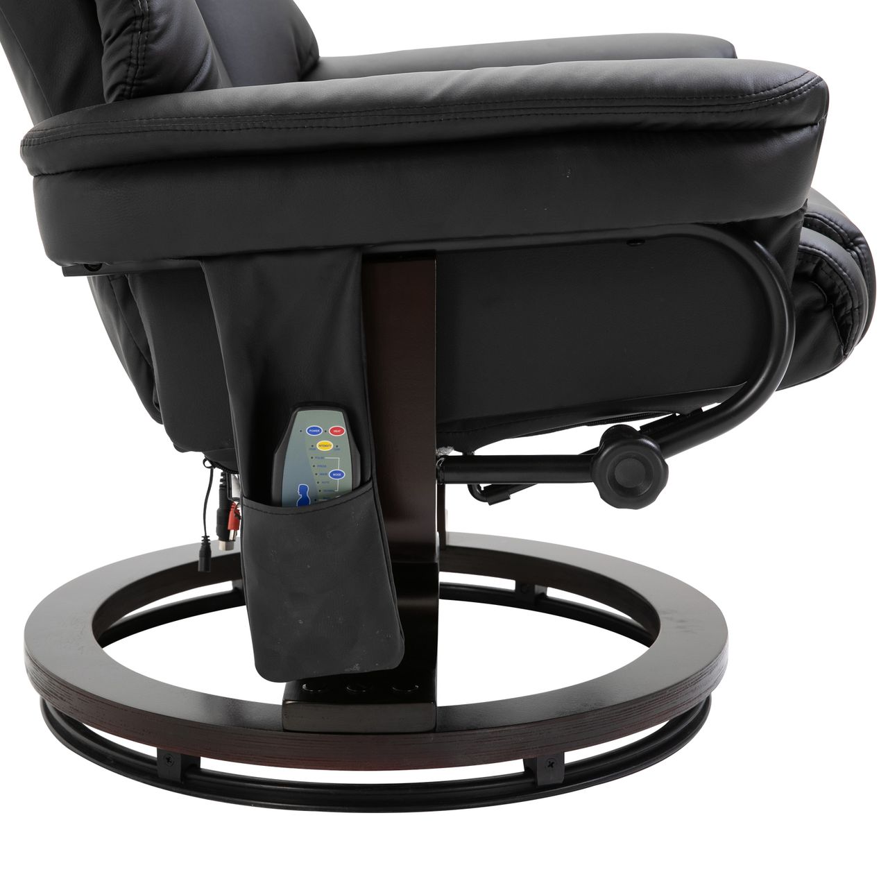 HOMCOM Massagesessel mit Fußhocker Relaxsessel 145°-Neigung Kunstleder Schwarz 79 x 82 x 101 cm