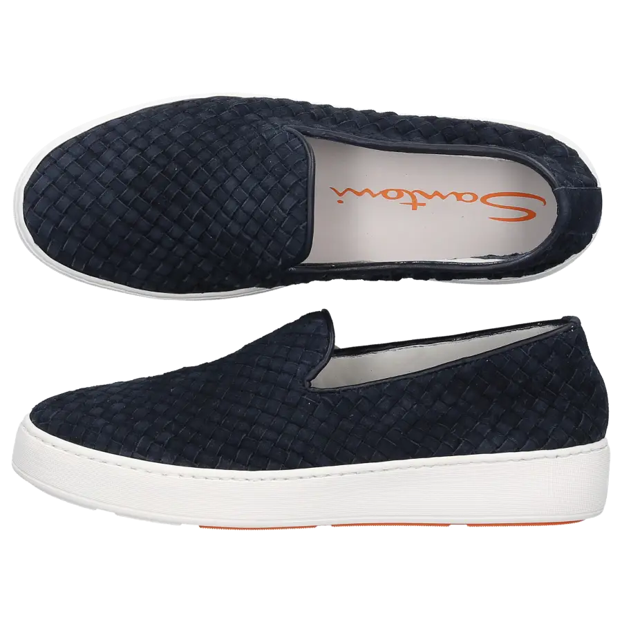 Santoni - Sneaker low 60665 Veloursleder Logo blau - blau