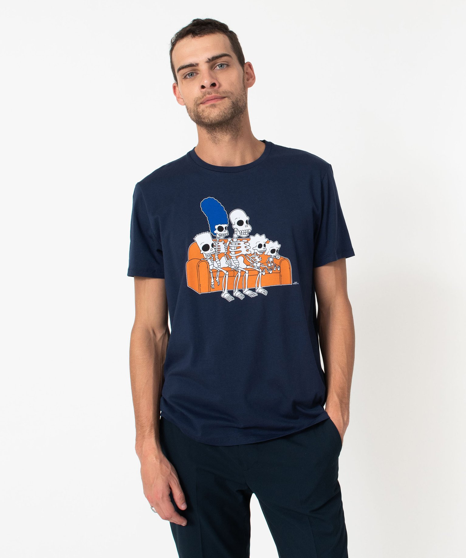 Tee-shirt manches courtes imprimé fantaisie homme - The Sim... bleu fonce | GEMO