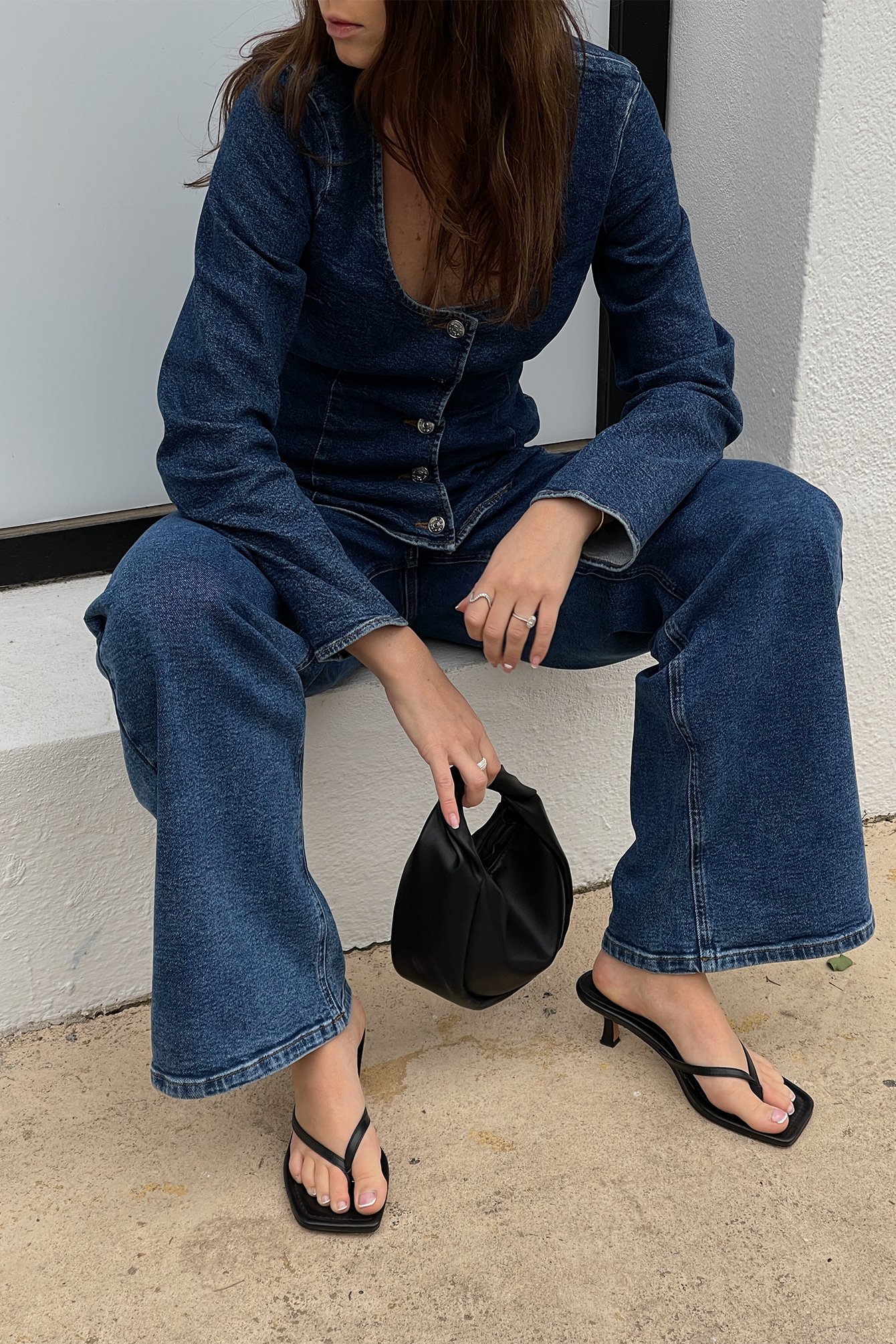Denim-Shirt mit rundem Ausschnitt