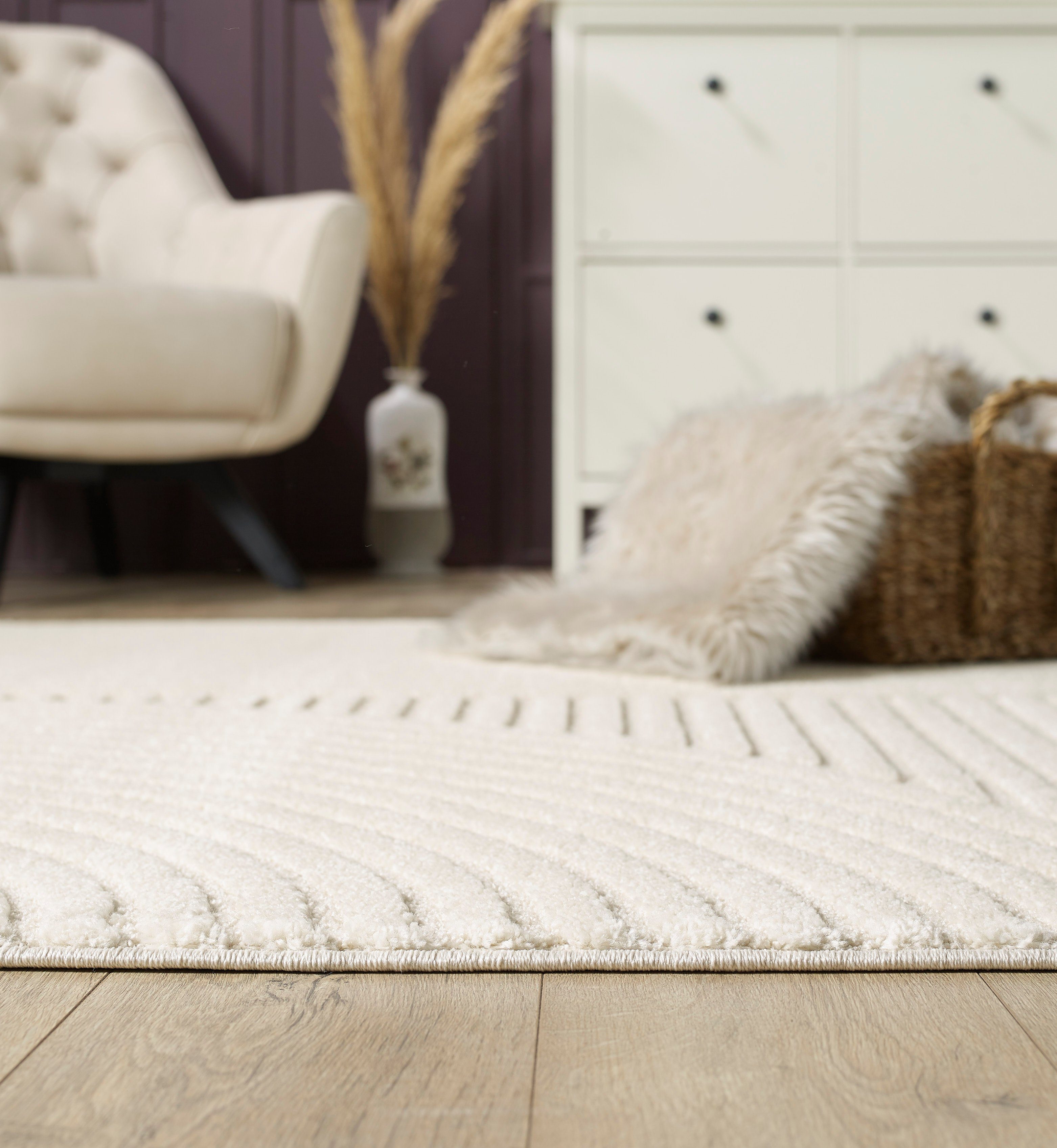 Teppich Everest moderner Kurzflor Teppich mit Hoch-Tief-Effekt, Wohnzimmer, the carpet, Rechteck, Höhe: 14 mm, 3D Effekt, hohe Flordichte und angenehm weich, Skandinavisches Design