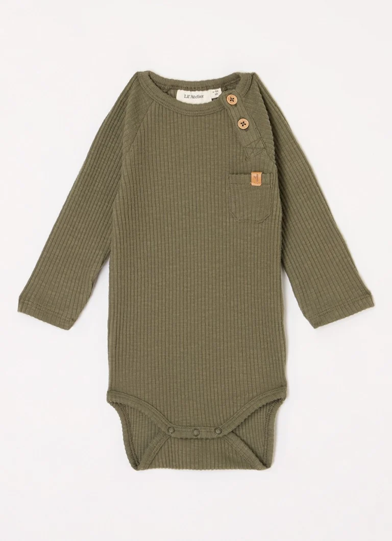 Salopă Lil' Atelier NBMRajo din bumbac organic, cu manșete striate.