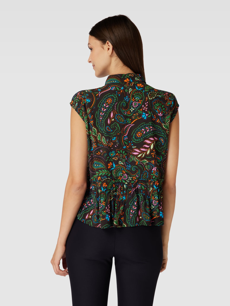 Bluse aus Viskose mit Schößchen in schwarz