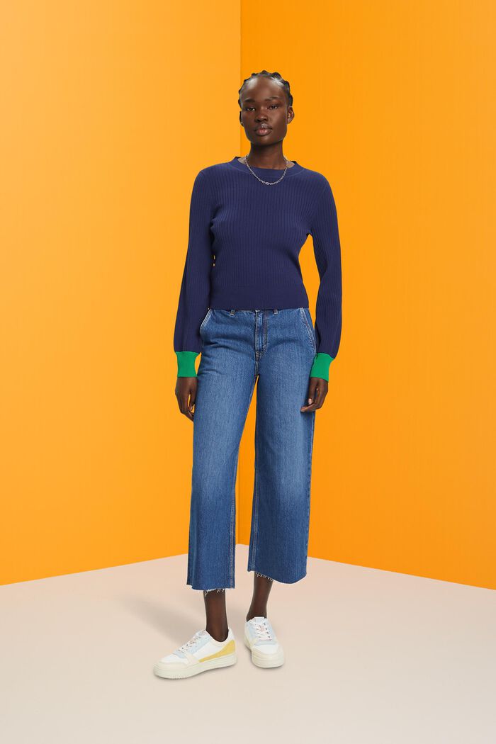 Rundhalspullover im Colorblock-Design