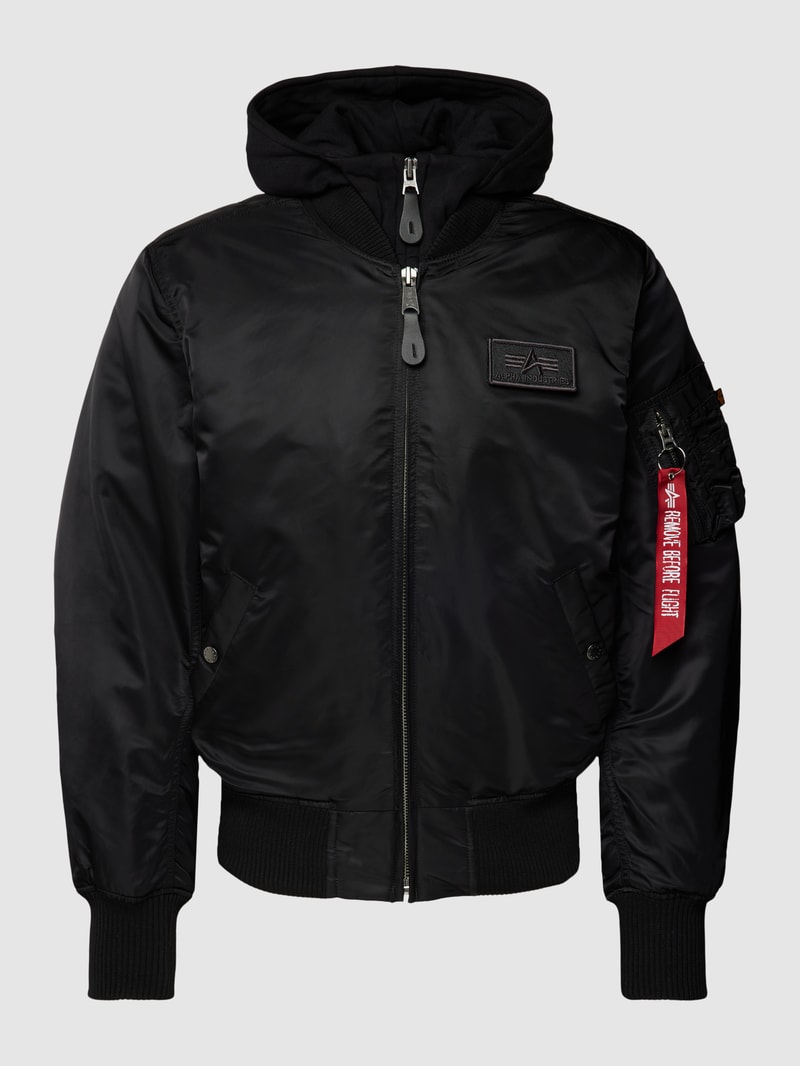 Bomberjacke mit Kapuze in schwarz