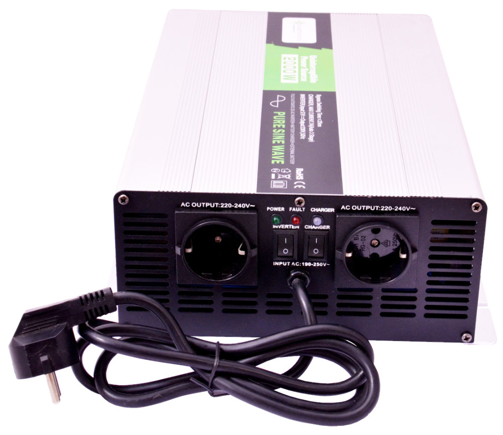 Solartronics Spannungswandler NPS200012V 2000W/4000W USV reiner Sinus mit 10A Laderegler